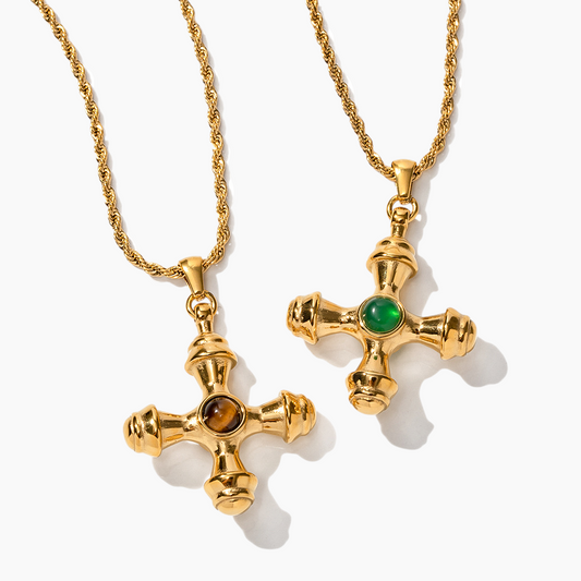 Emerald Divine Cross Necklace
