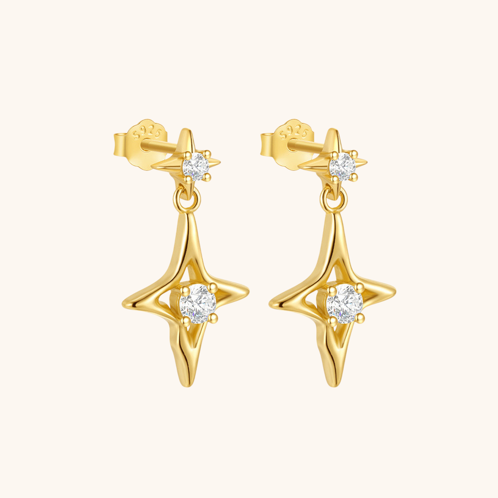 Boucles d'oreilles pendantes en argent sterling 925 en forme d'étoile