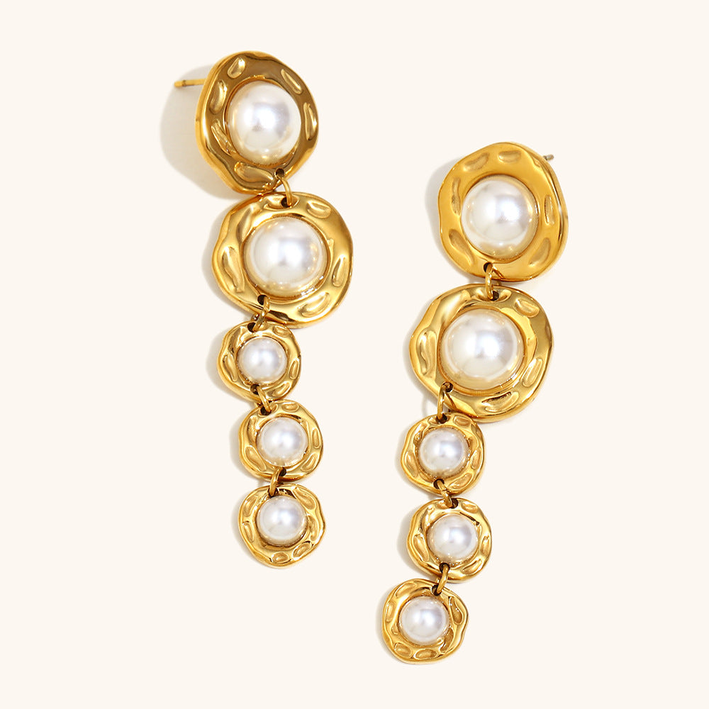 Golden Cascade Pearl Earrings