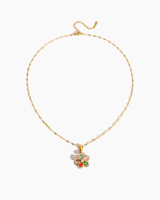 Bloom Charm Flower Necklace - Multicolor