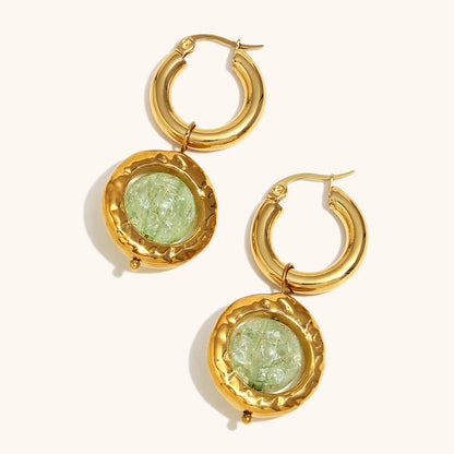 Azure Sea Glass Gold Earrings