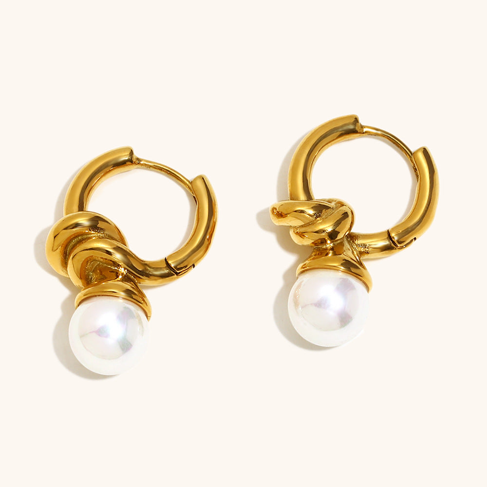 Pearl Knot Hoop Earrings