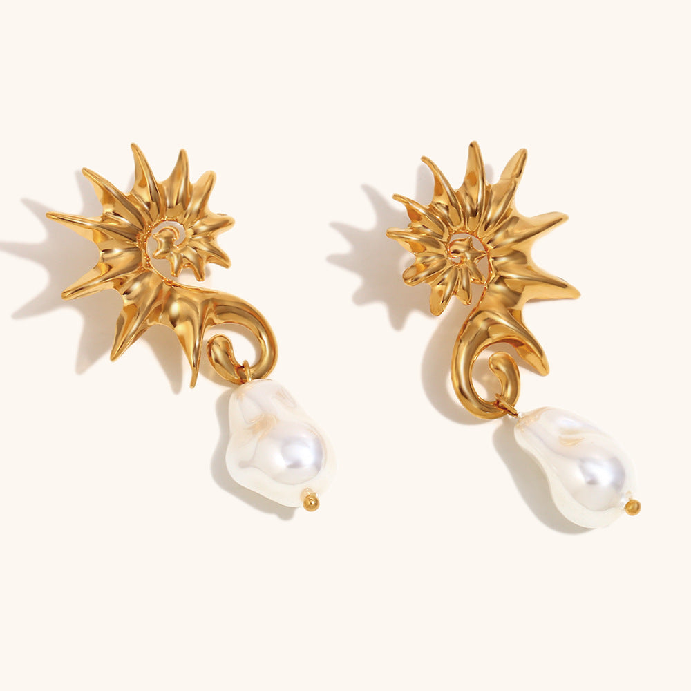 Seahorse Pearl Drop Earrings