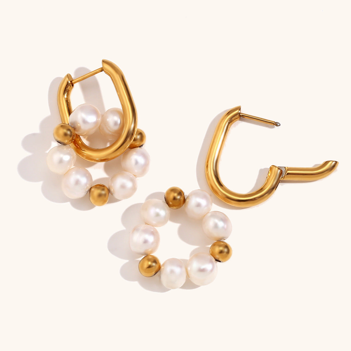 Lustrous Pearl Hoop Earrings