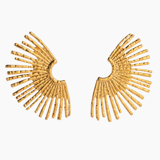 Solar Flare Fan Earrings - Golden