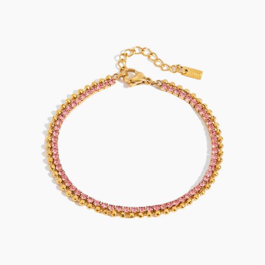 GleamEdge Dual-Tone Tennis Bracelet - Golden