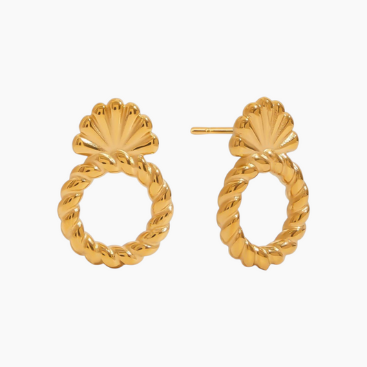 Shell Crest Knot Studs - Golden