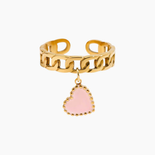 Blush Charm Chain Ring - Pink