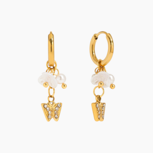 Petal Flutter Charm Hoops