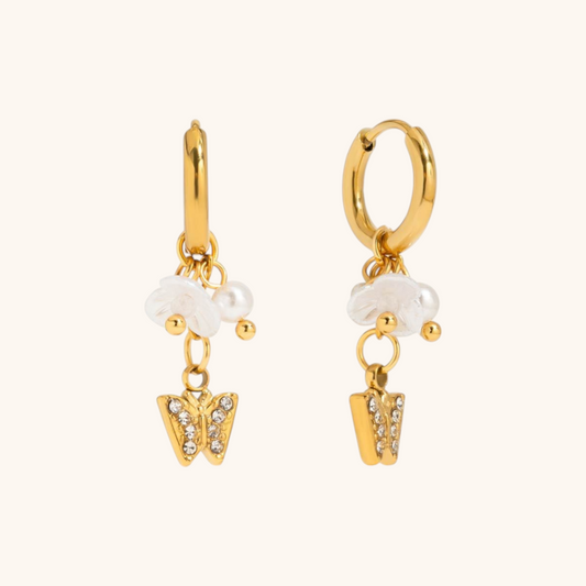 Petal Flutter Charm Hoops