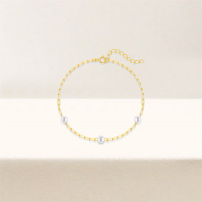 Paperclip Chain Pearl Bracelet