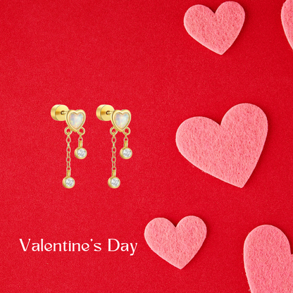 Opal Heart Dangle Piercing Earring