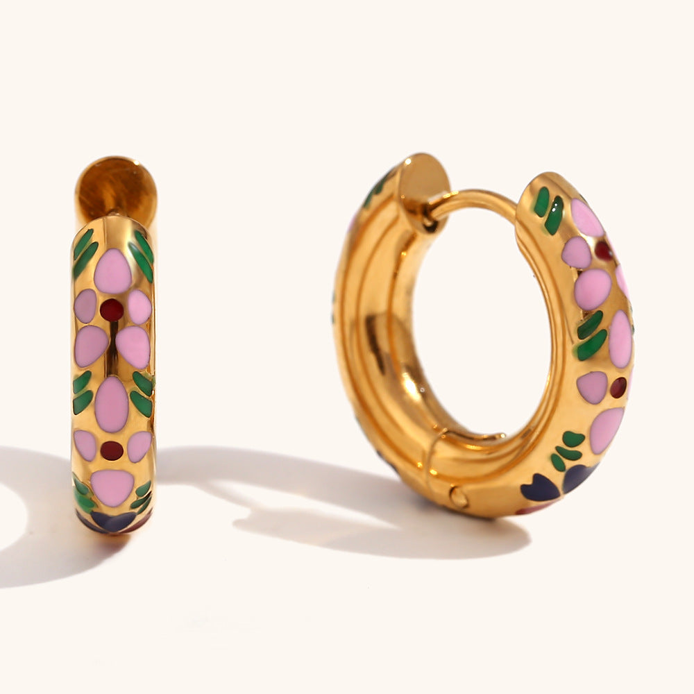 Enchanted Bloom Enamel Hoop Earrings