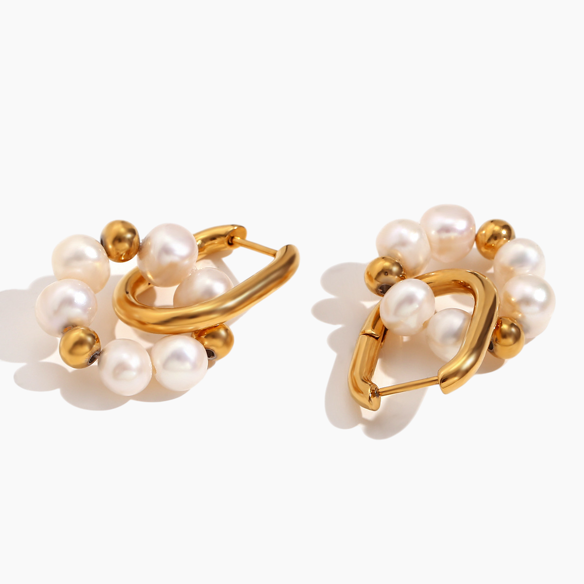 Lustrous Pearl Hoop Earrings