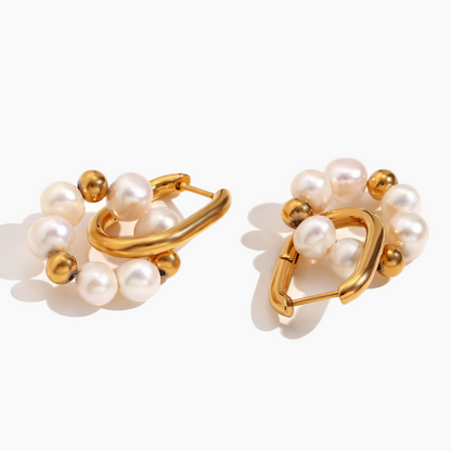 Lustrous Pearl Hoop Earrings