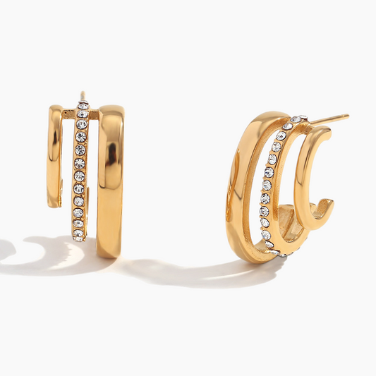 Luxe Dual Row Crystal Hoop Earrings