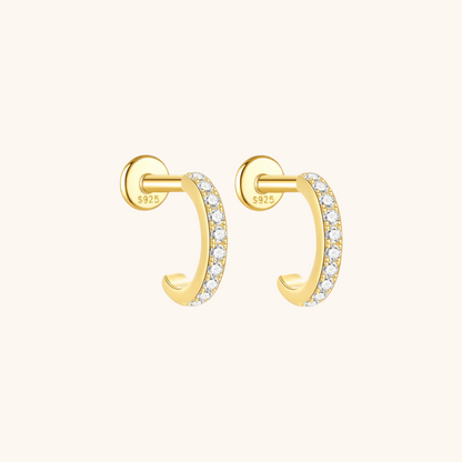 Paved Zirconia Hoop Cartilage Earrings