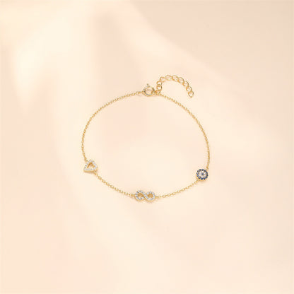 Heart & Infinity Charm Bracelet with Zirconia