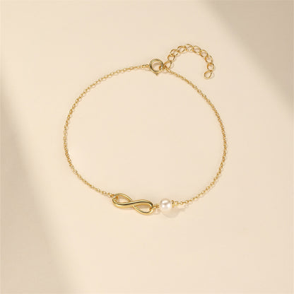 Infinity & Pearl Charm Bracelet