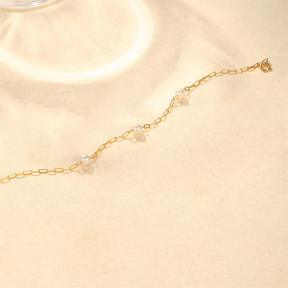 Paperclip Chain Pearl Bracelet