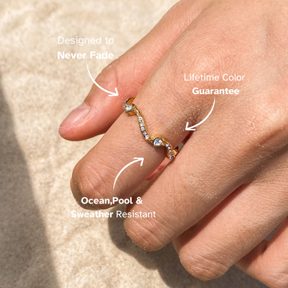 Golden Wave Zircon Ring