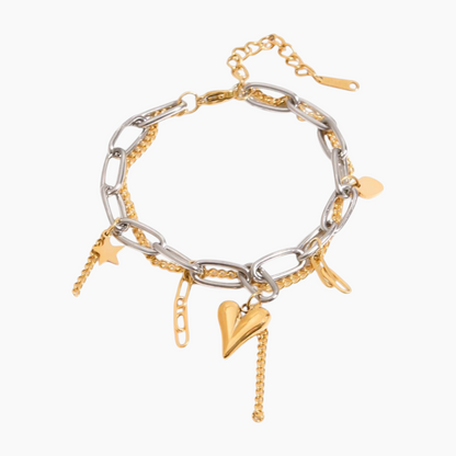 Charm Clash Layered Bracelet - Silver