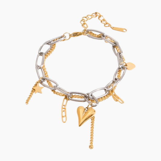 Charm Clash Layered Bracelet - Silver
