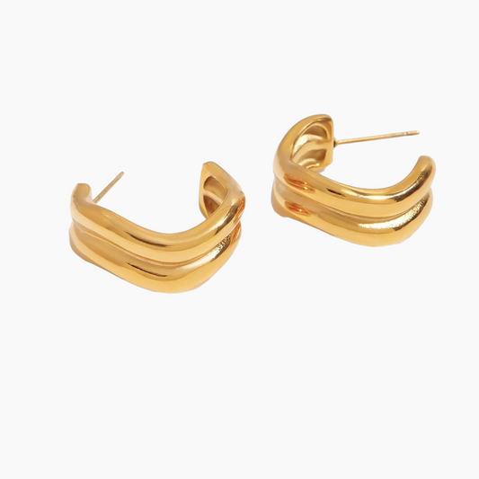 Duo Curve Hoops - Golden