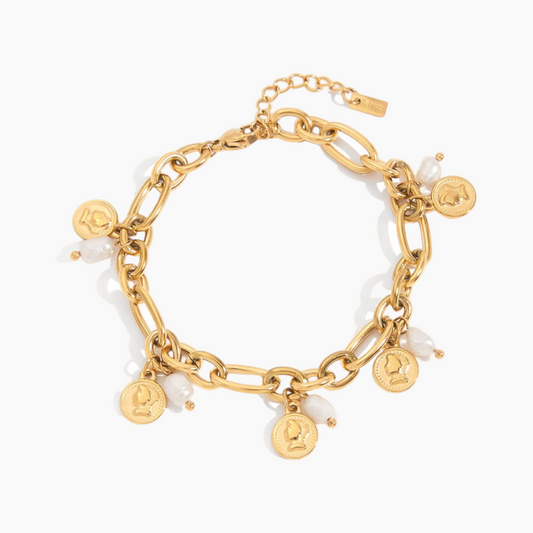 Vintage Pearl Coin Drop Bracelet