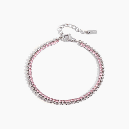 GleamEdge Dual-Tone Tennis Bracelet - Silver