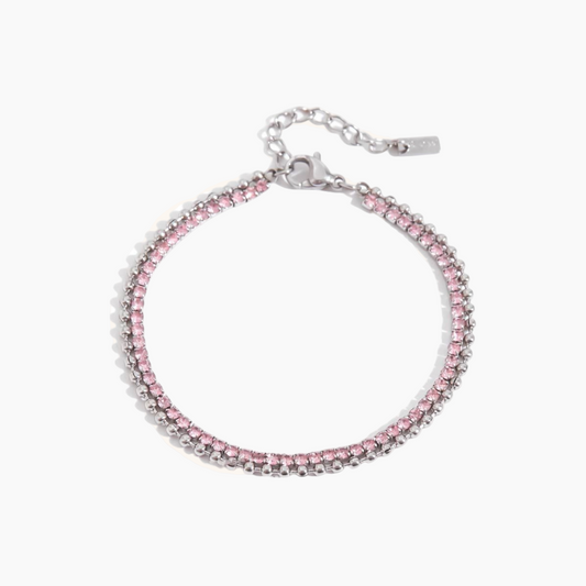 GleamEdge Dual-Tone Tennis Bracelet - Silver