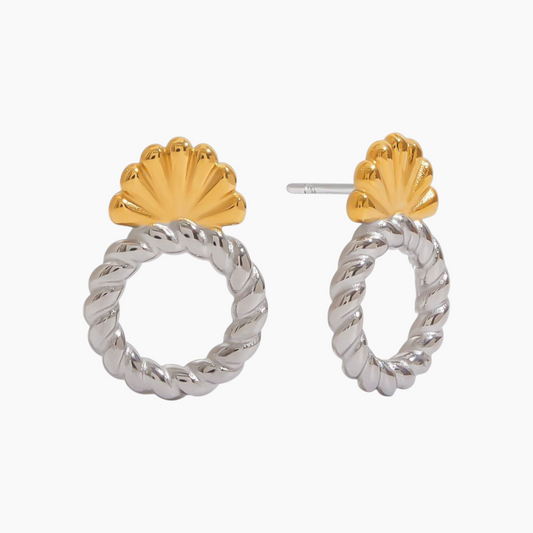 Shell Crest Knot Studs - Silver