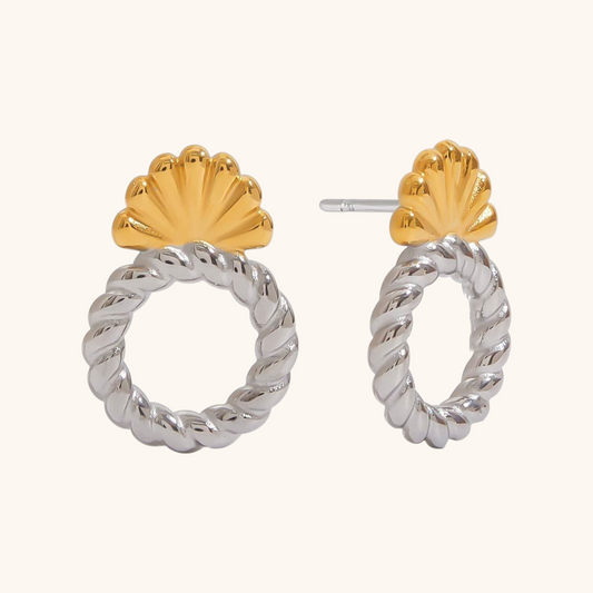 Shell Crest Knot Studs - Silver