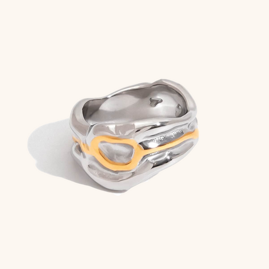 Molten Edge Band Ring - Silver
