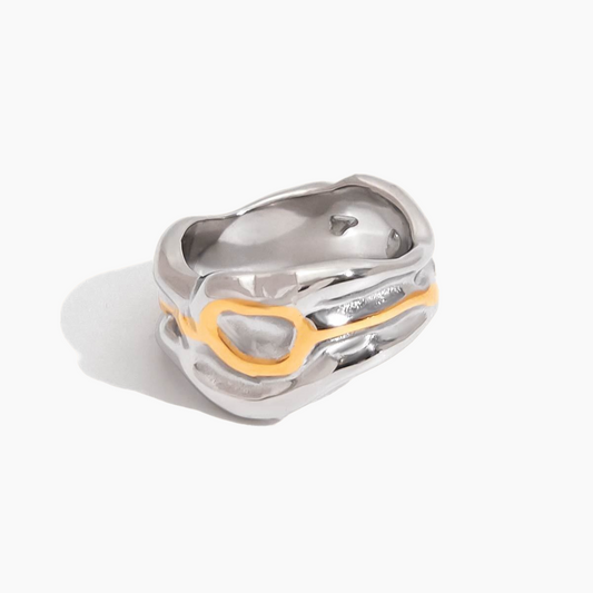 Molten Edge Band Ring - Silver