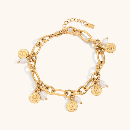 Vintage Pearl Coin Drop Bracelet