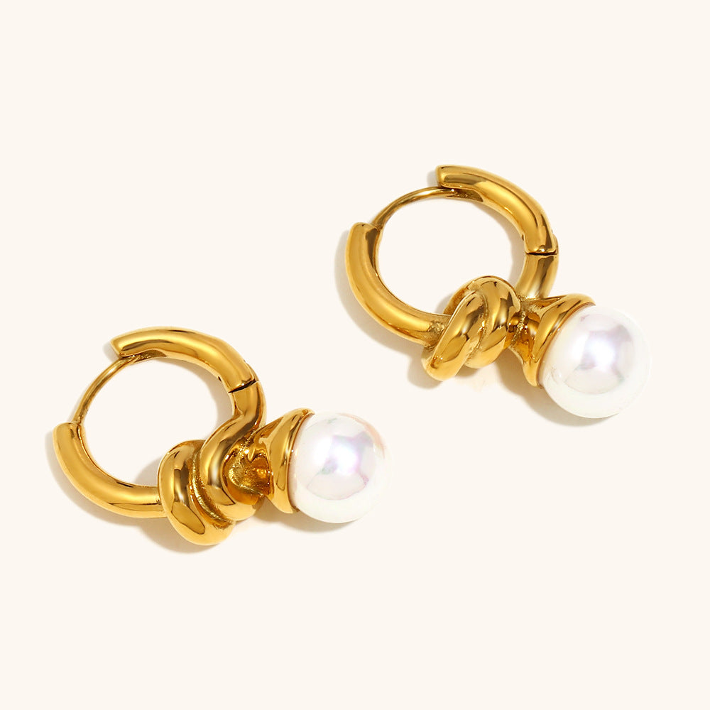 Pearl Knot Hoop Earrings