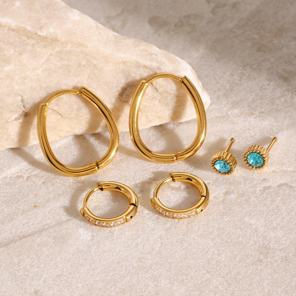 Azure Glow Hoop Earring Set