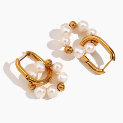 Lustrous Pearl Hoop Earrings