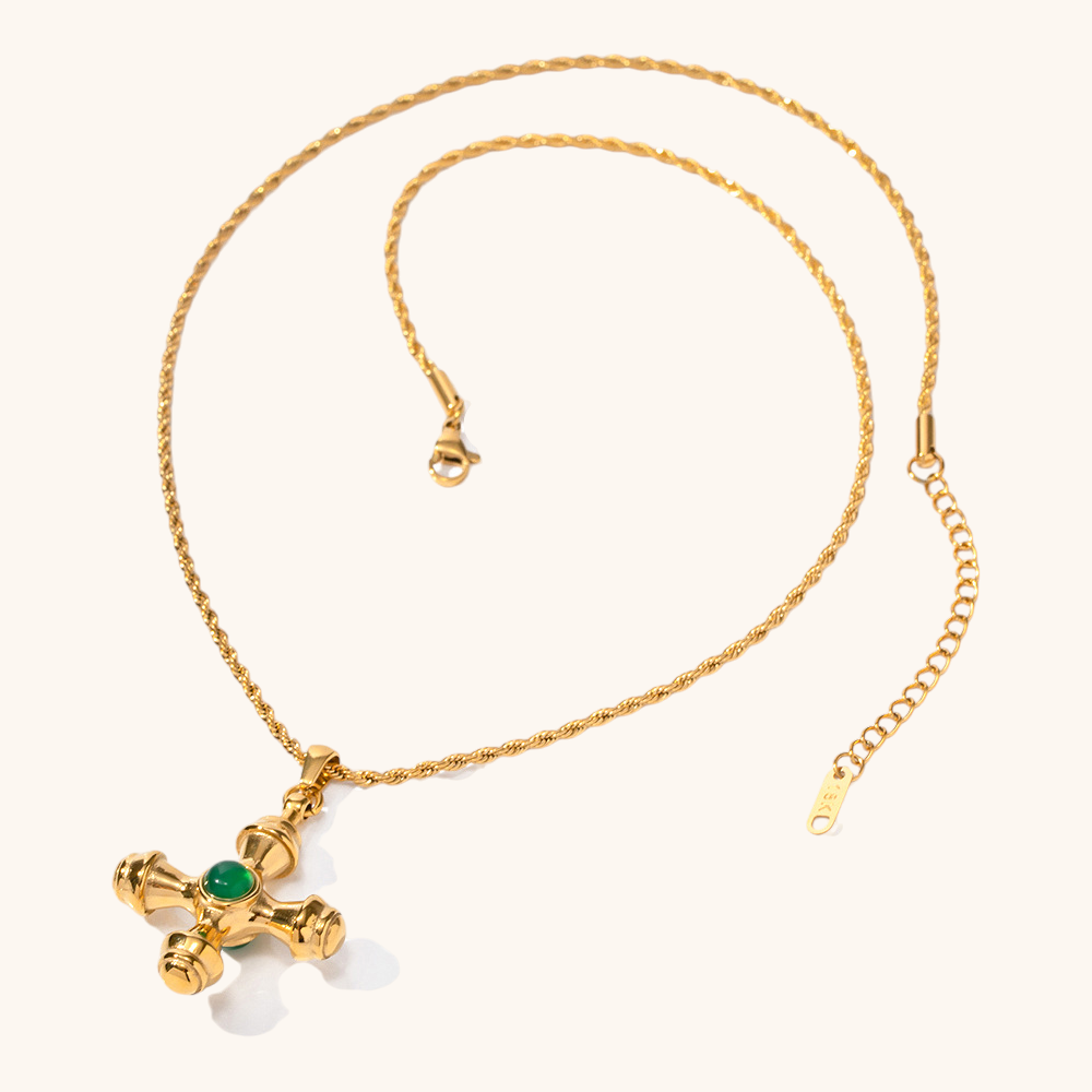 Emerald Divine Cross Necklace