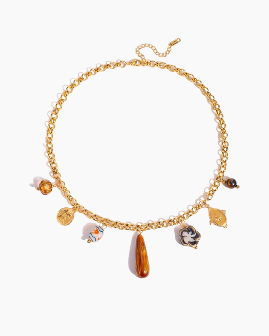 Amber Boho Charm Necklace