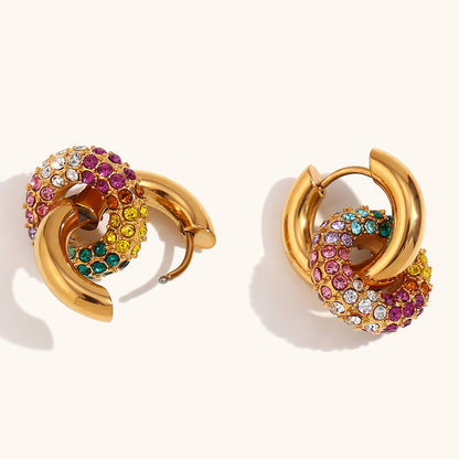 Rainbow Pave Hoop Earrings