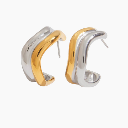 Duo Curve Hoops - Silver