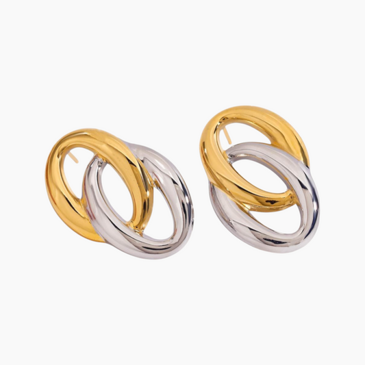 Linéa Loop Earrings - Golden-Silver Mix