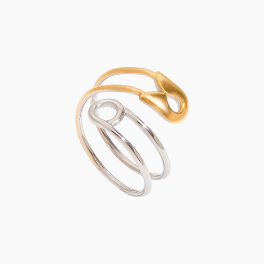 Safety Pin Open Ring - Silver