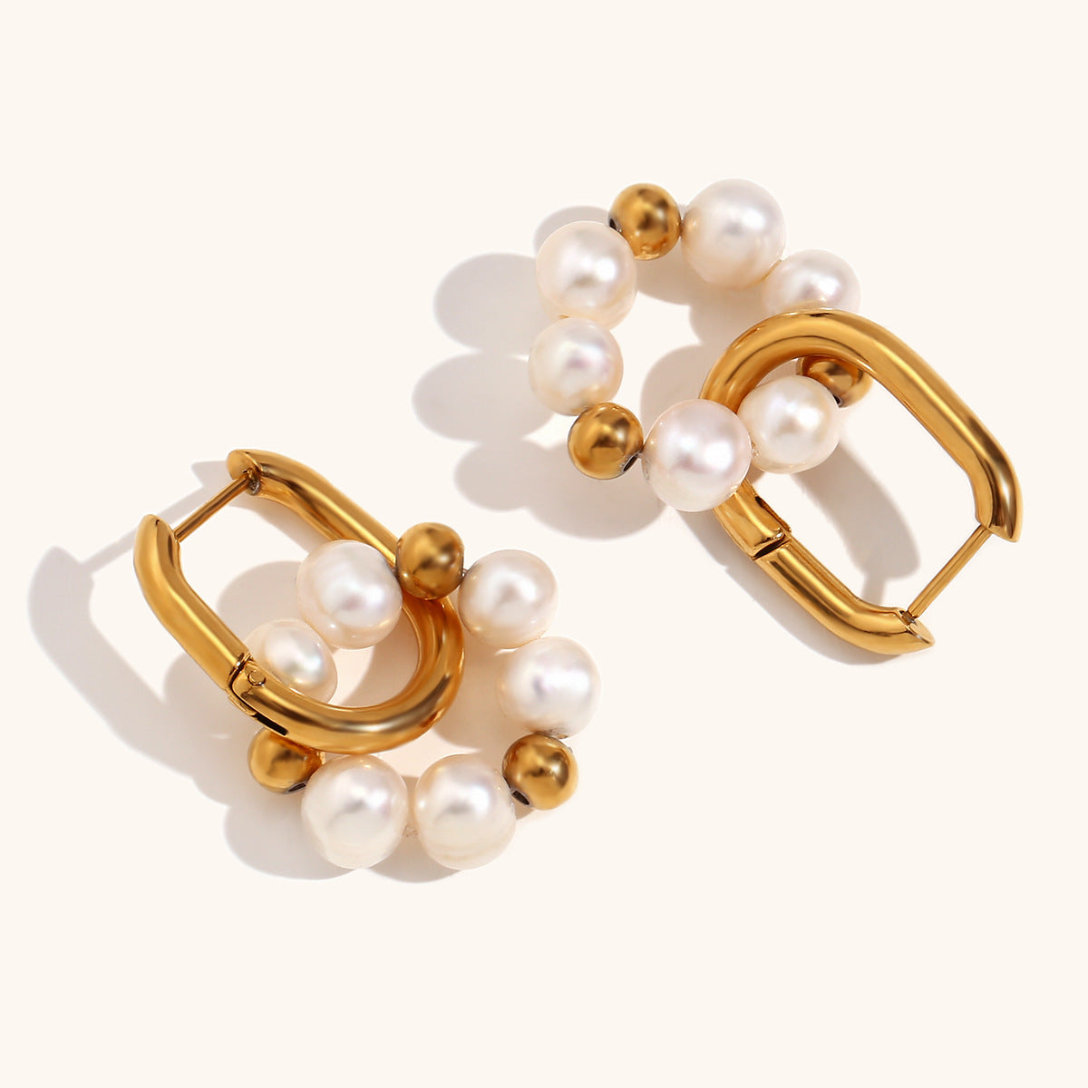 Lustrous Pearl Hoop Earrings