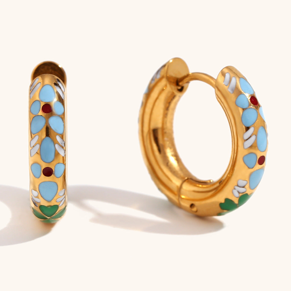 Enchanted Bloom Enamel Hoop Earrings