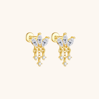 Triple Marquise Zirconia Drop Stud Earrings