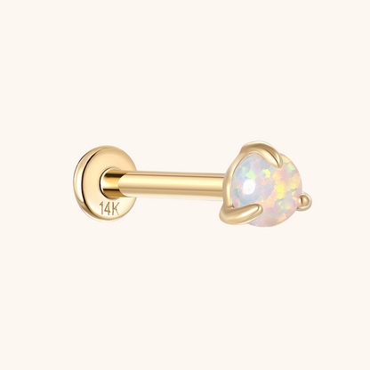 (Unique) Boucle d'oreille à tige en or massif 14 carats avec opale