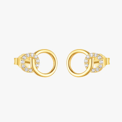 Double Circle Zirconia Stud Earrings